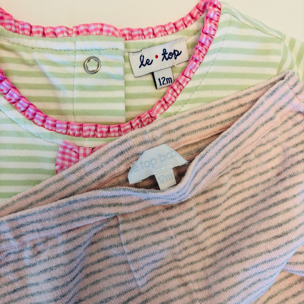 le.top 12 Dress set pants NWT embroidered floral flowers striped 2 piece pink - Picture 7 of 7